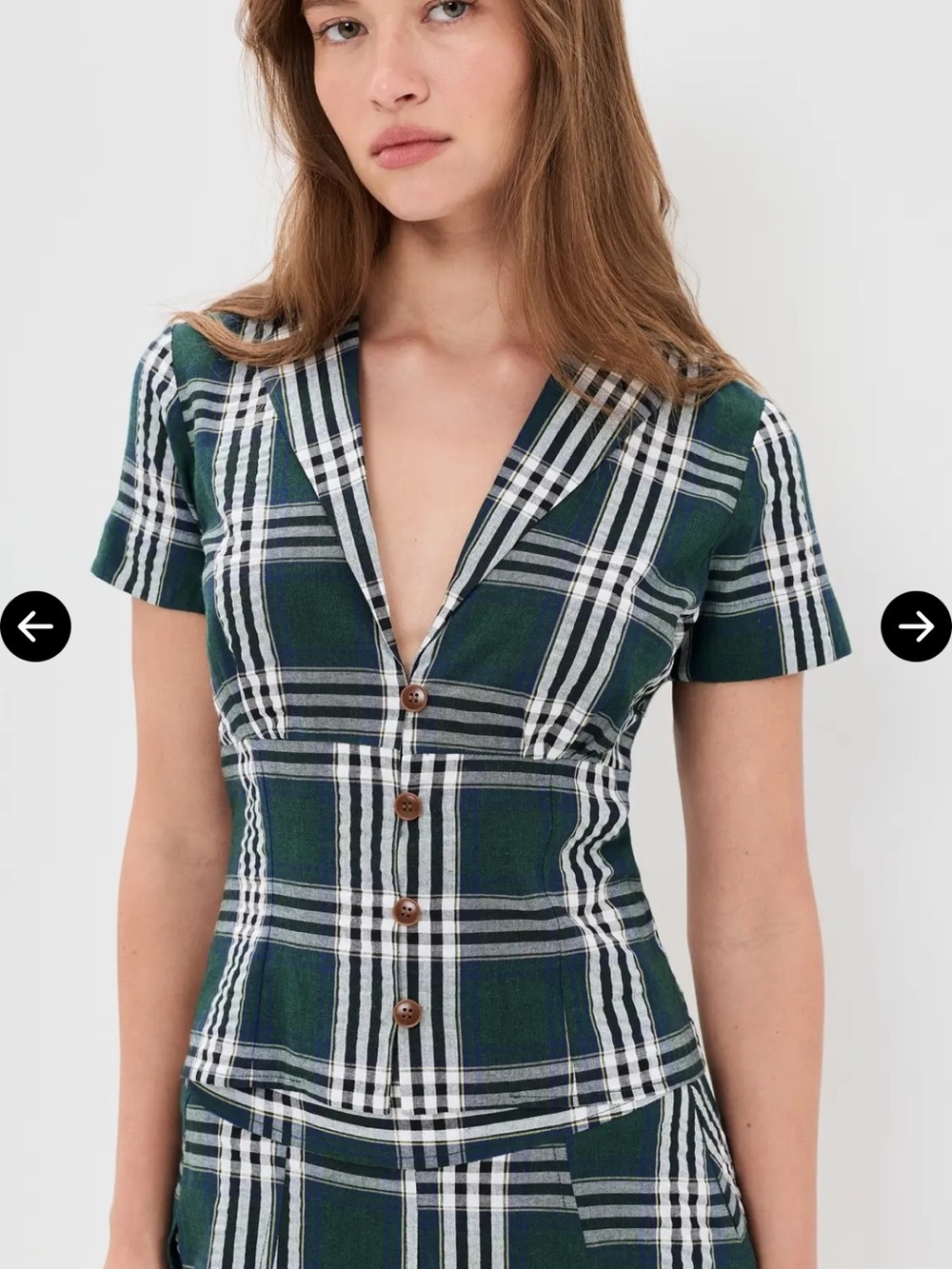 Rowing Blazers Green Plaid Short Sleeve Button-Front Shirt